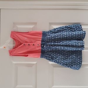 Calvin Klein Peach and Blue Geometric Pattern Dress size 6